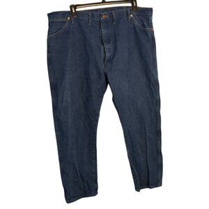 Wrangler Men Denim Jeans Size 46x30 Relaxed Fit Blue Cotton Classic Straight Leg